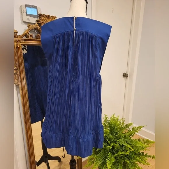 By Anthropologie Cap-Sleeve Plissé Mini Dress